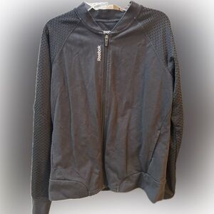 Reebok Black Collarless Athletic Jacket